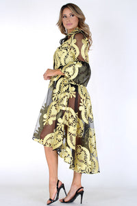 Black and Gold Sheer Organza Dress