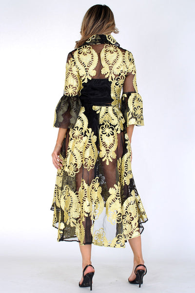 Black and Gold Sheer Organza Dress