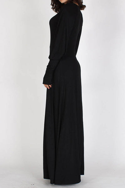 Black Maxi Dress with Extended Cuff