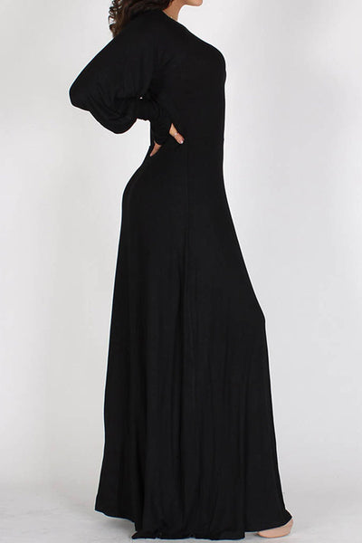 Black Maxi Dress with Extended Cuff