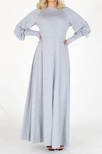 Grey Maxi Dress with Extended Cuff