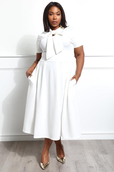 White Midi Dress with Side Pockets (4X-6X)