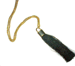 Silk Tassel Square Pendant Necklace