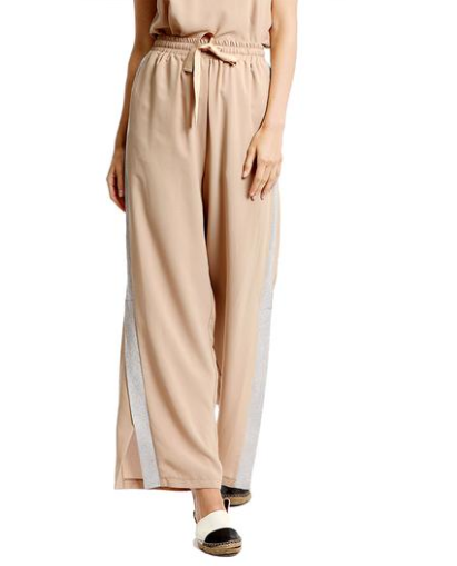 Gracia Glitter Trim Pants with Side-Slit (Taupe)