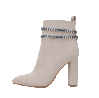 Womens Nubuck Ankle Boots with Crystal Chain Accent.