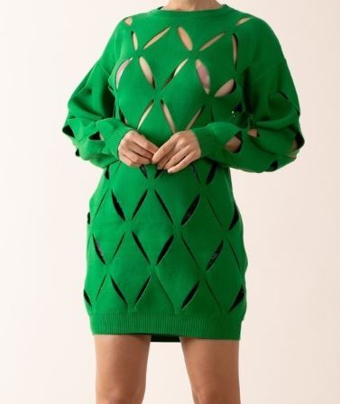 Kelly Green Cut -Out Sweater Medium Kelly Green Cut -Out Sweater Medium