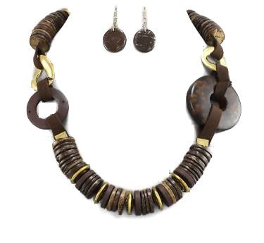 Wooden Circle Necklace Set