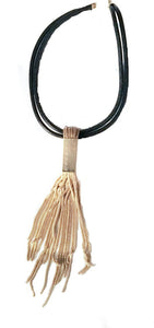 Leather/Mesh Tassel Necklace