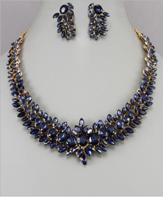 Blue Crystal Necklace Set