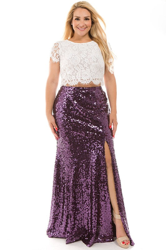 Purple Sequin Skirt (Plus Size)