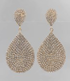 Teardrop Crystal Clip Earrings (Gold)
