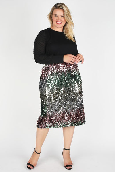 Sequin Midi Skirt (Plus Size)